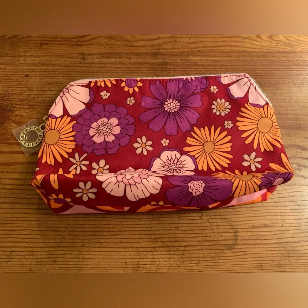 Garnet, Purple, Pink, Orange Floral Themed Cosmetic Bag - Picture 3 of 9